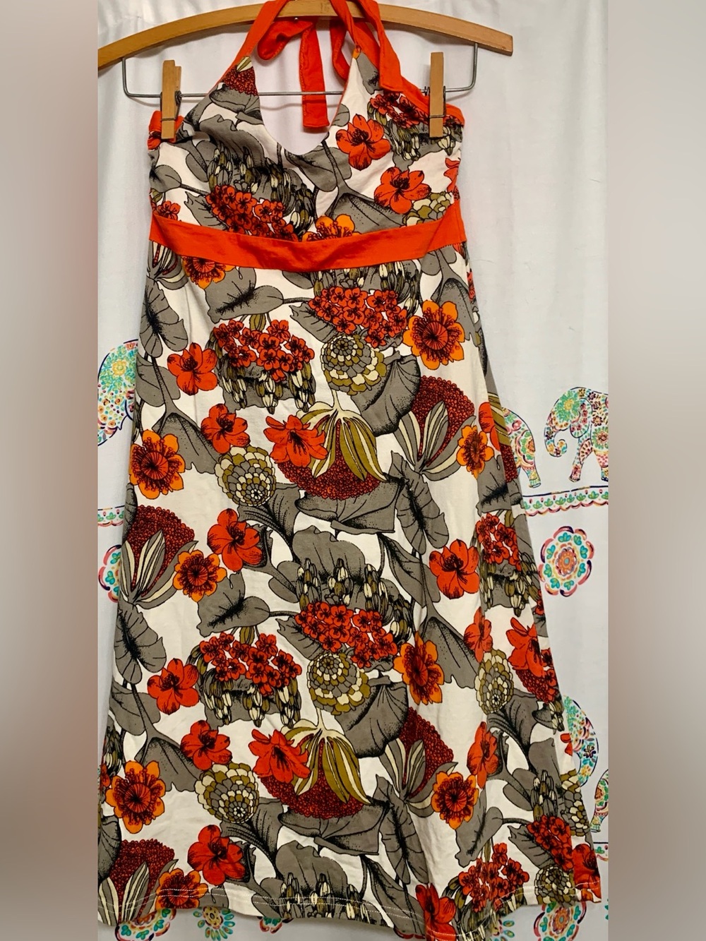 Patagonia Orange Liliana Floral Halter Summer Dress size S